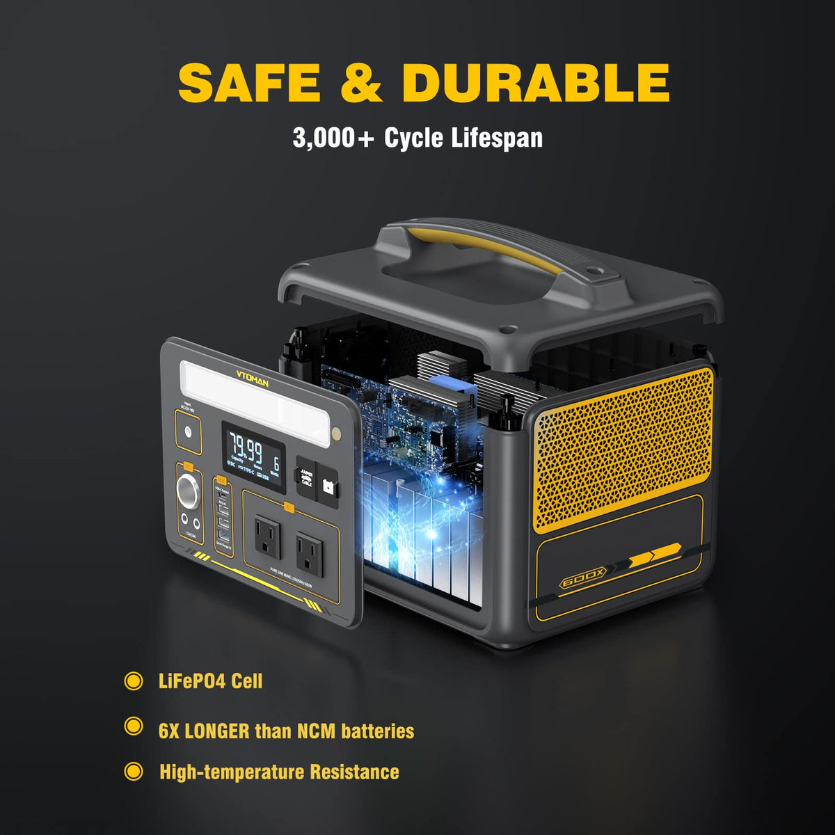 VTOMAN 600W Portable Power Station, LFP Battery Powered Generator