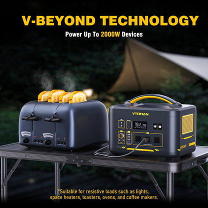 VTOMAN 1408Wh Portable Power Station 1000W Solar Generator Station