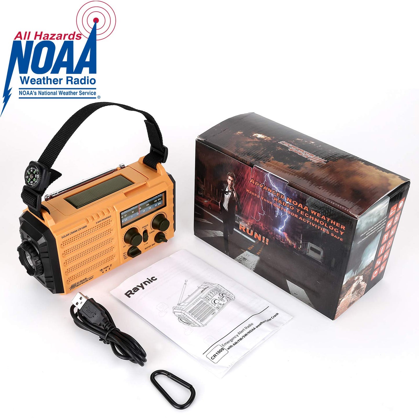Wetter Radio Raynic Solar Hand Crank Emergency Radio 5 Möglichkeiten angetrieben AM / FM / SW / NOAA Wetter Alarm tragbares Radio mit Taschenlampe, Leselampe, Handy-Ladegerät und SOS-Alarm (gelb)