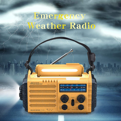 Wetter Radio Raynic Solar Hand Crank Emergency Radio 5 Möglichkeiten angetrieben AM / FM / SW / NOAA Wetter Alarm tragbares Radio mit Taschenlampe, Leselampe, Handy-Ladegerät und SOS-Alarm (gelb)