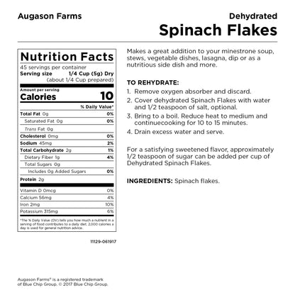 Augason Farms Dehydrierte Spinatflocken 227 g Nr. 10 Can