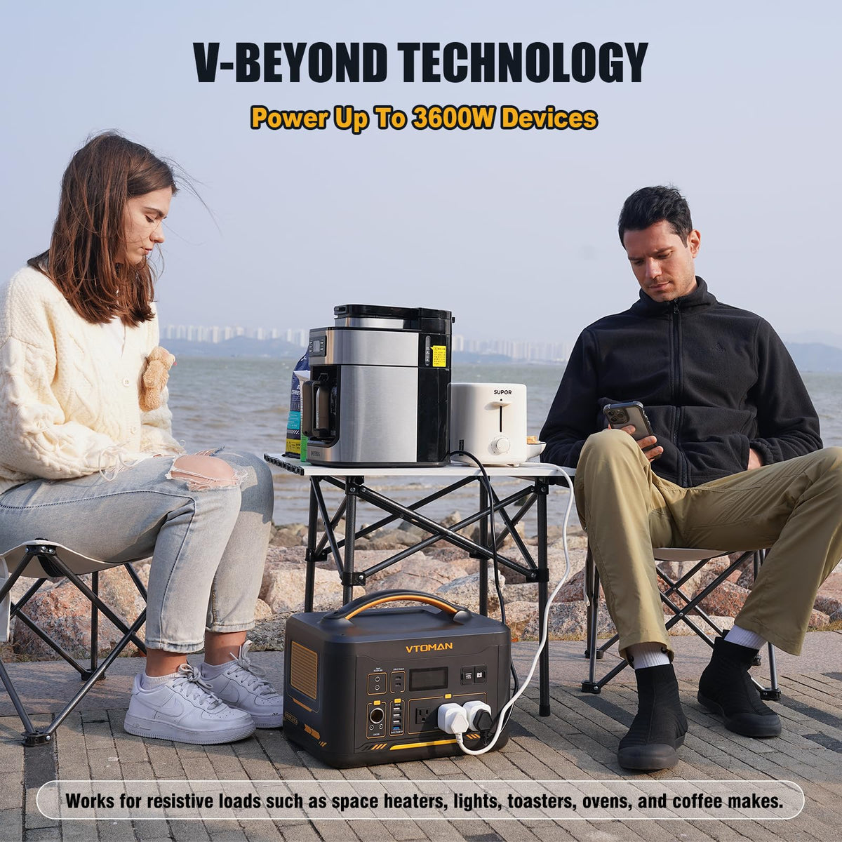 Vtoman 3096Wh Portable Power Station Bundle mit Extra-Batterie & 220W Solar Panel