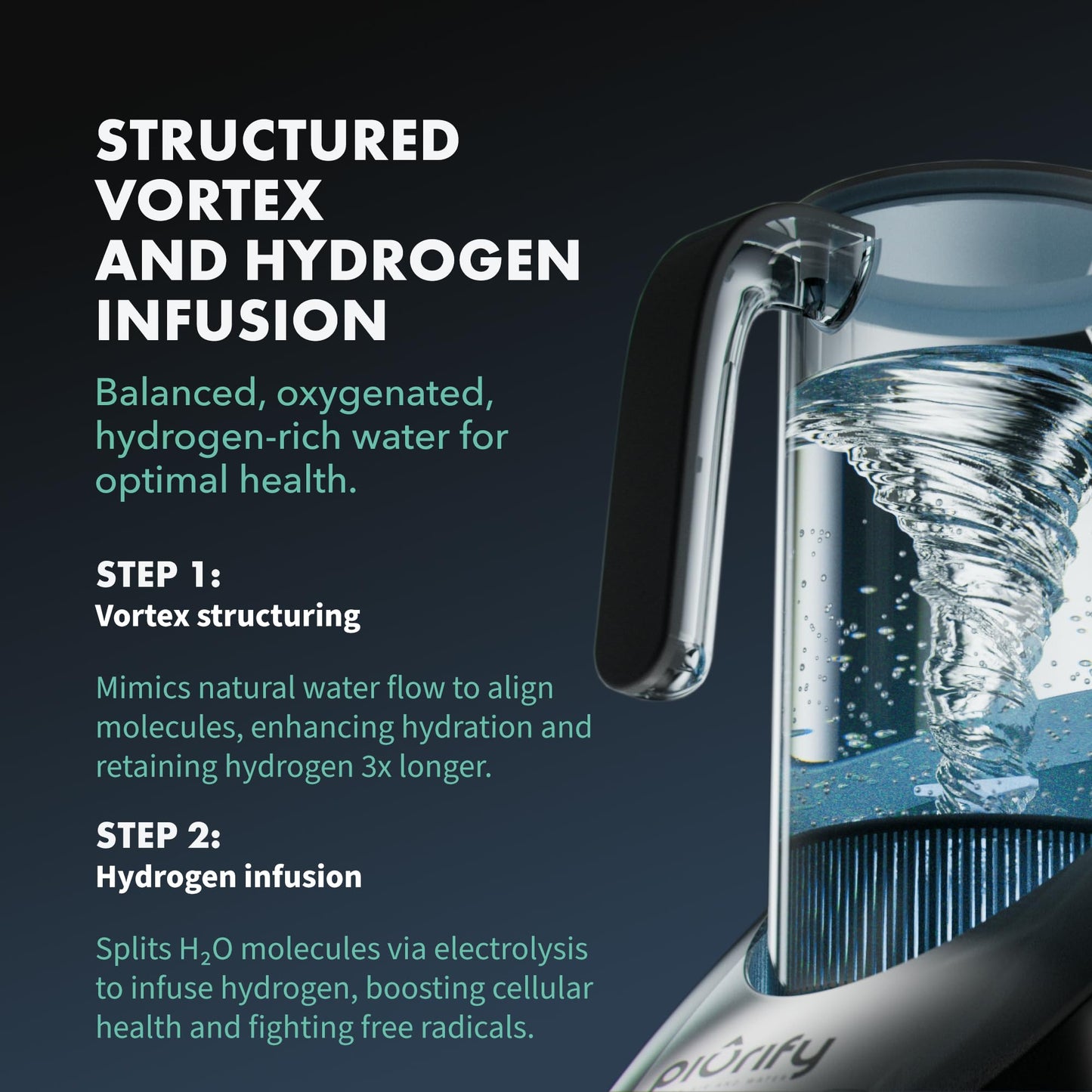 PIURIFY 1417 g Wasserstoffwasser-Pitcher