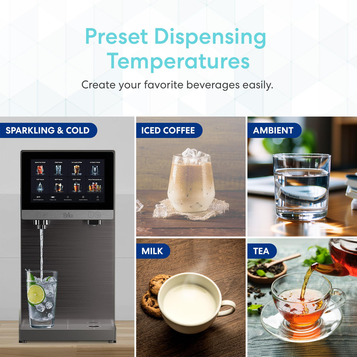 Brio Q60 Sparkling Water Countertop Dispenser mit nachfüllbarem Tank