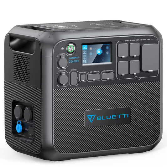 BLUETTI Portable Power Station AC200MAX, 2048Wh Solargenerator Erweiterbar auf 8192Wh, 5 2200W AC Outlets, LiFePO4 Batterie für Camping, Notfall