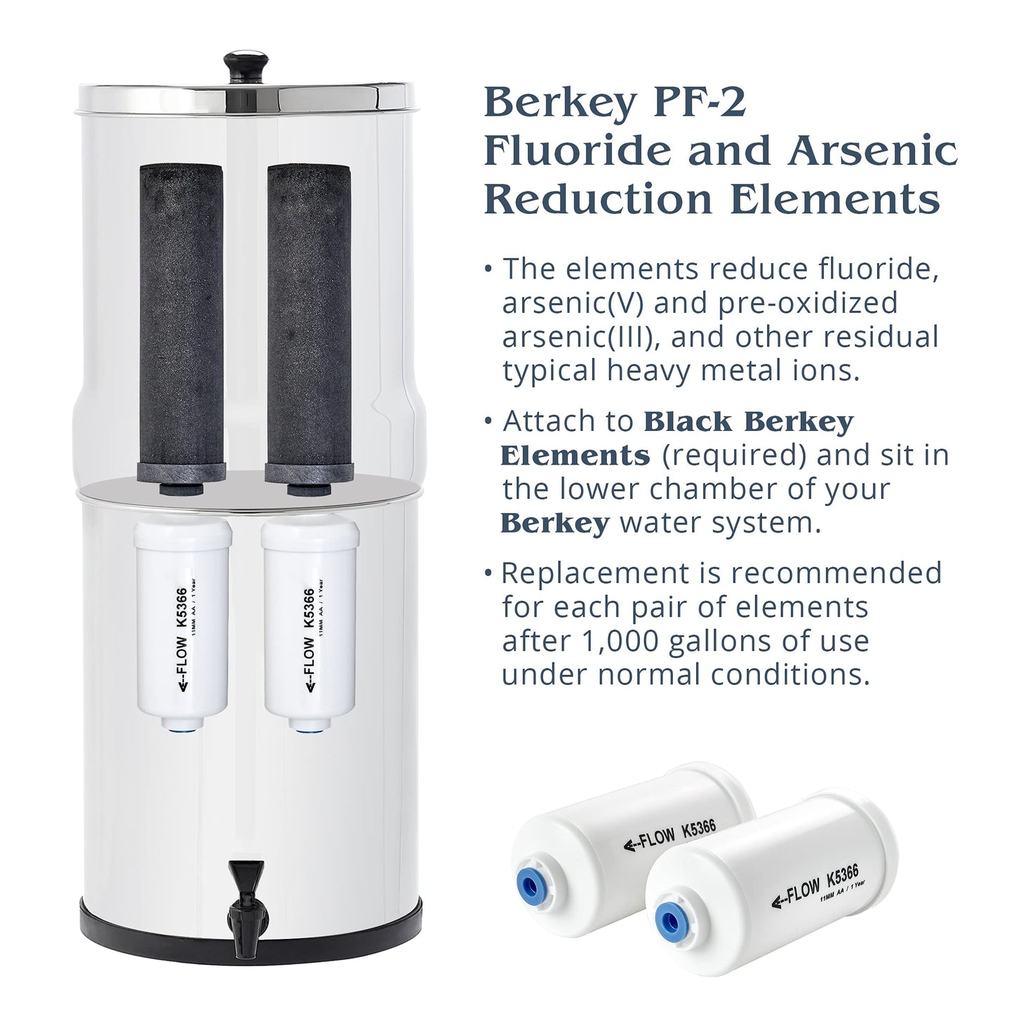 Berkey Authentic Berkey PF-2 Fluorid und Arsen-Reduktionselemente (Set von 2 Elementen)