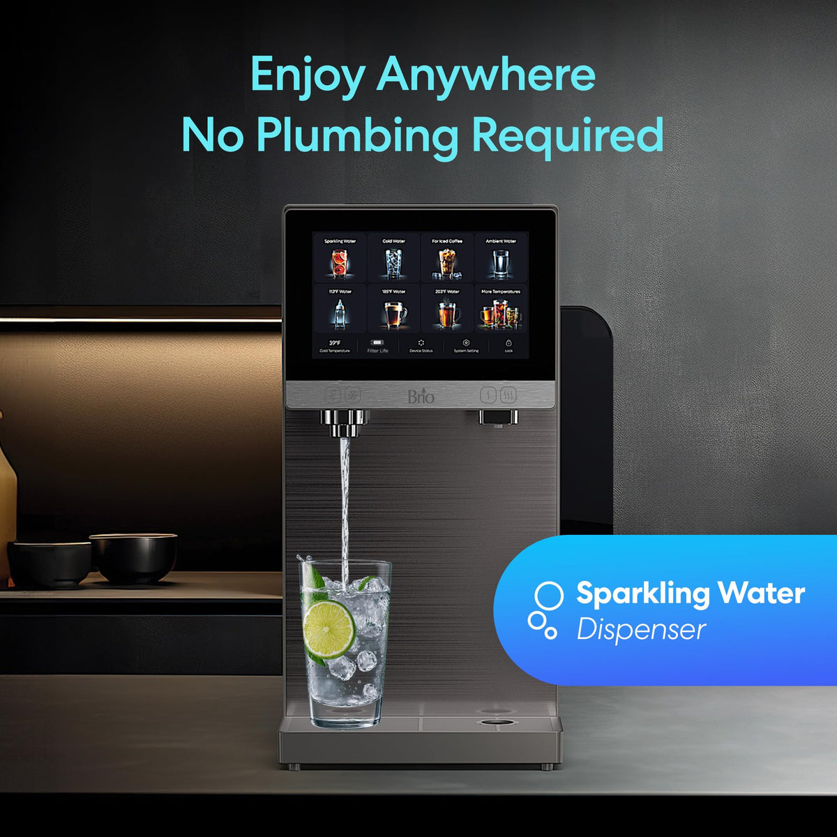 Brio Q60 Sparkling Water Countertop Dispenser mit nachfüllbarem Tank