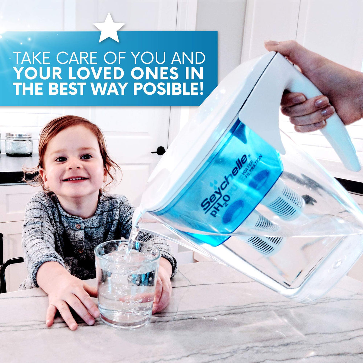 Seychelle pH2O Alkalischer Wasserfilter-Pitcher - pH-Verbesserung der Filtration - 200 Gallonen Kapazität - USA-Hergestellter Filter, BPA-frei, 1814 g