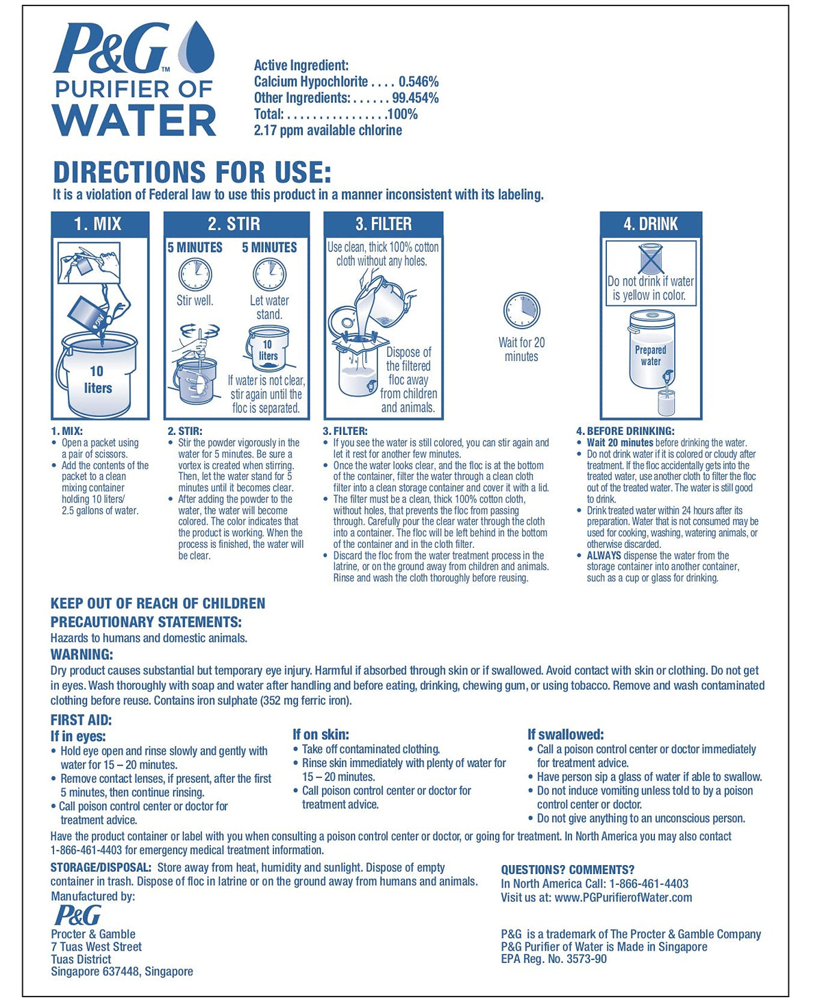 P & G Purifier von Wasser tragbaren Wasserreinigerpaketen