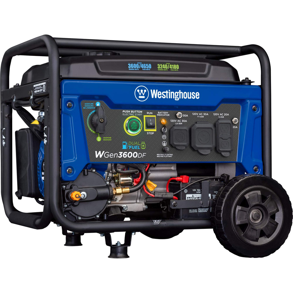 Westinghouse Portable Generator mit 4650 Peak Watt Dual Fuel und Remote Electric Start
