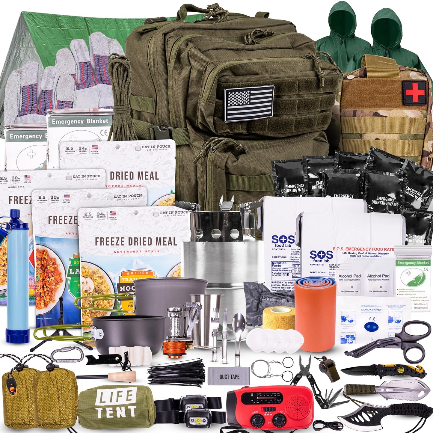 TacPreps 72-Stunden-Überlebens-Kit 45L Bug Out Bag
