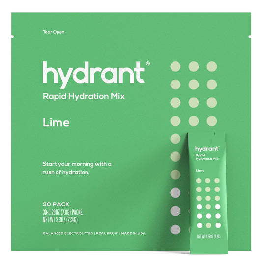Hydrant Lime Rapid Hydration Mix Version 2 | Elektrolytpulver | Dehydratisierungs-Rückgewinnungsgetränk - 30pk